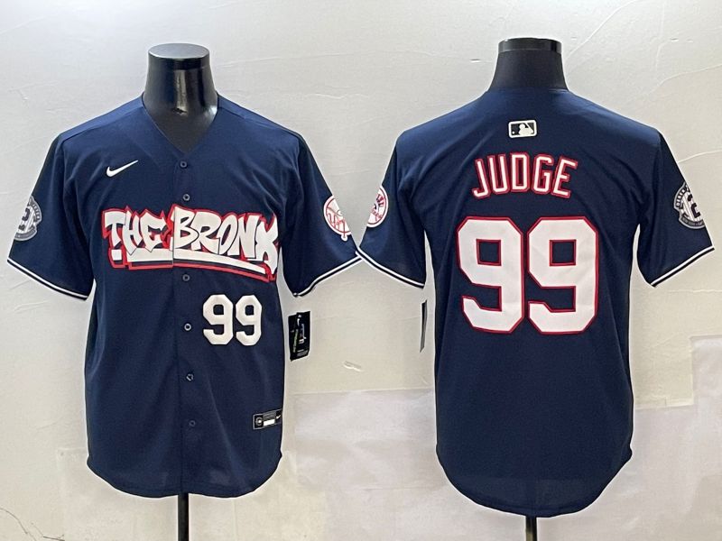 Men New York Yankees 99 Judge Drak Blue four generations Joint Name 2025 Nike MLB Jersey style 4113